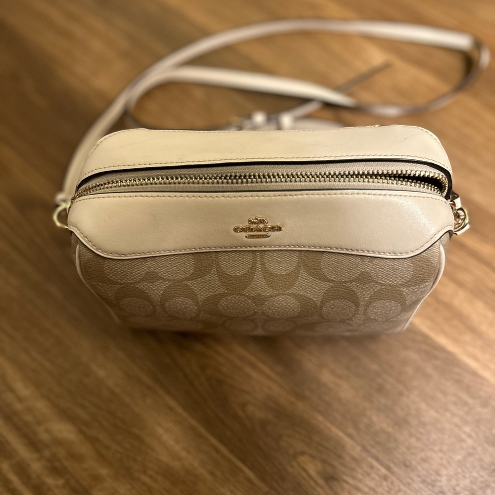 Coach Beige and White Crossbody Bag